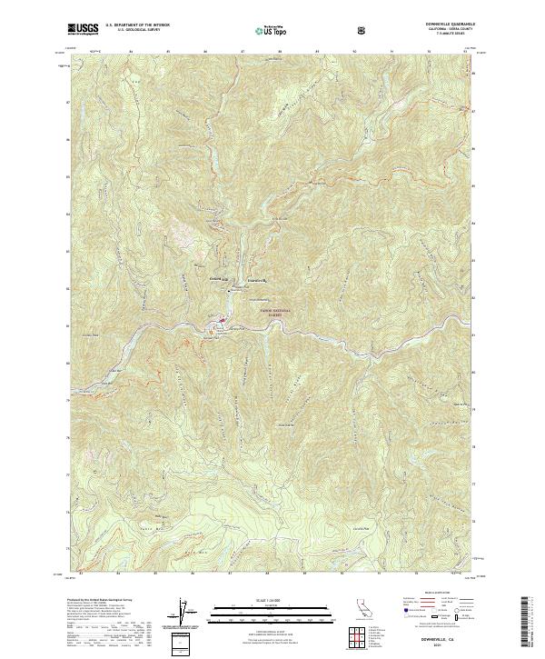 Downieville, CA — USGS 7.5-minute topo (2021)