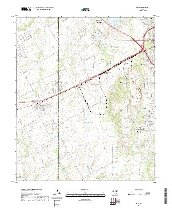 Venus, TX — USGS 7.5-minute topo (2022)