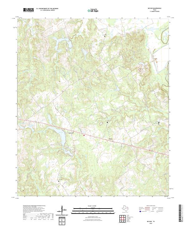 Butler, TX — USGS 7.5-minute topo (2022)