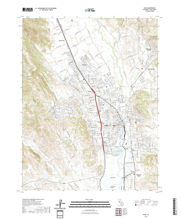 Napa, CA — USGS 7.5-minute topo (2021)