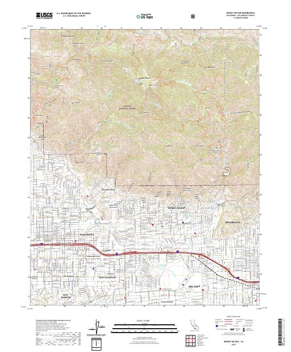 Mount Wilson, CA — USGS 7.5-minute topo (2022)