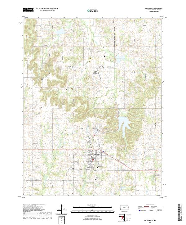 Baldwin City, KS — USGS 7.5-minute topo (2022)