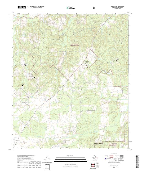 Crockett NE, TX — USGS 7.5-minute topo (2022)