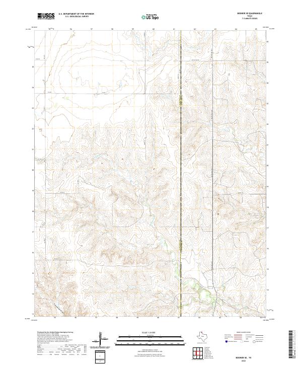 Booker SE, TX — USGS 7.5-minute topo (2022)