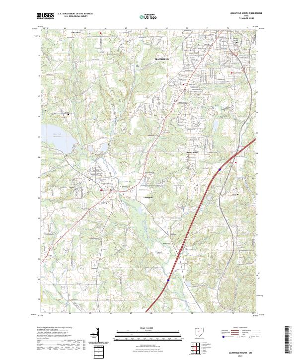 Mansfield South, OH — USGS 7.5-minute topo (2023)
