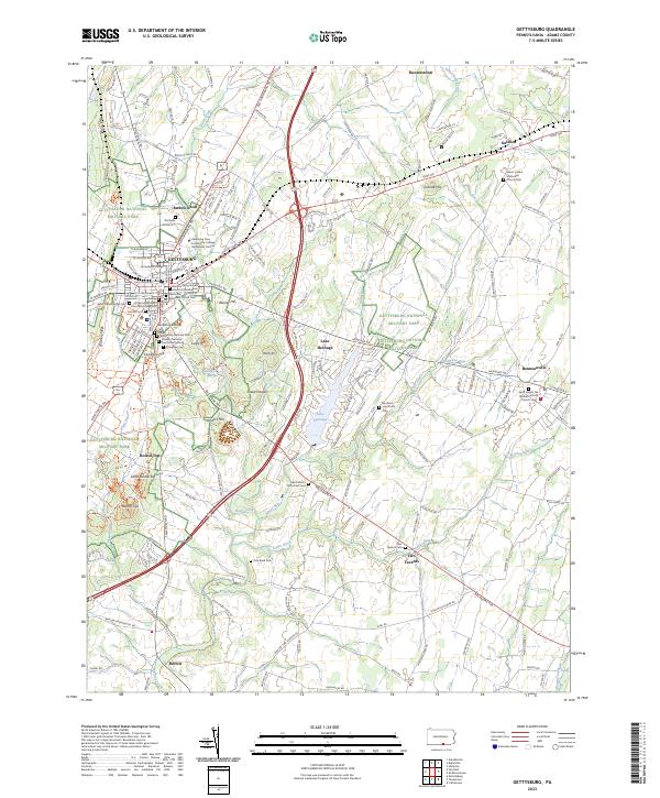Gettysburg, PA — USGS 7.5-minute topo (2023)