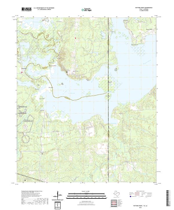 Potters Point, TX-LA — USGS 7.5-minute topo (2022)