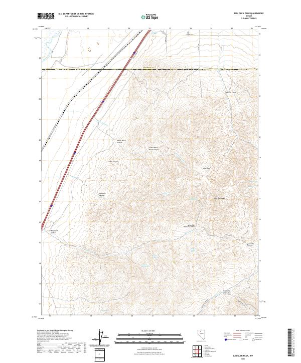 Dun Glen Peak, NV — USGS 7.5-minute topo (2021)
