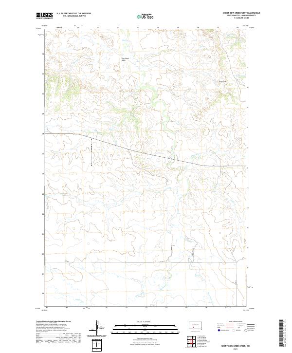 Short Bow Creek West, SD — USGS 7.5-minute topo (2021)
