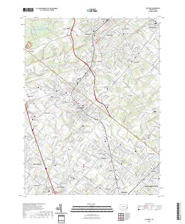 Telford, PA — USGS 7.5-minute topo (2023)