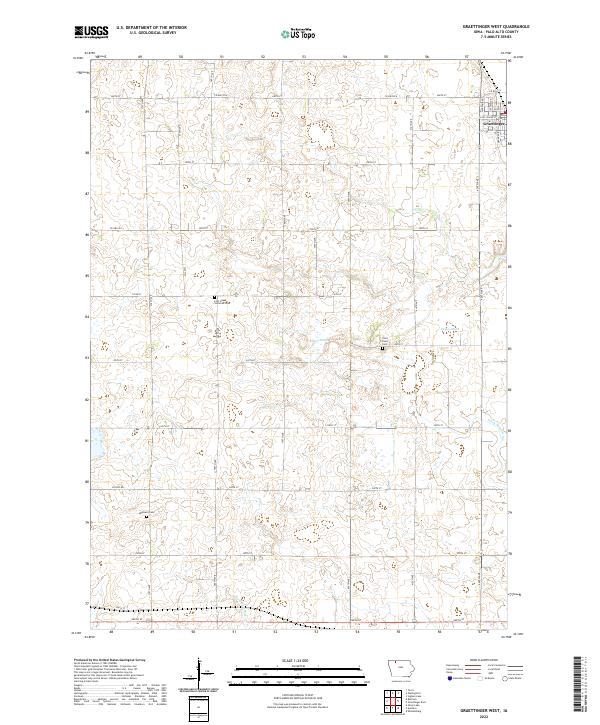 Graettinger West, IA — USGS 7.5-minute topo (2022)