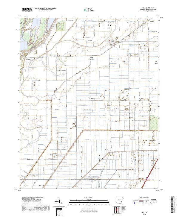 Dell, AR — USGS 7.5-minute topo (2024)