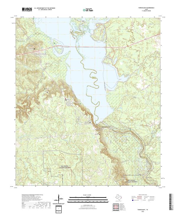 Town Bluff, TX — USGS 7.5-minute topo (2022)