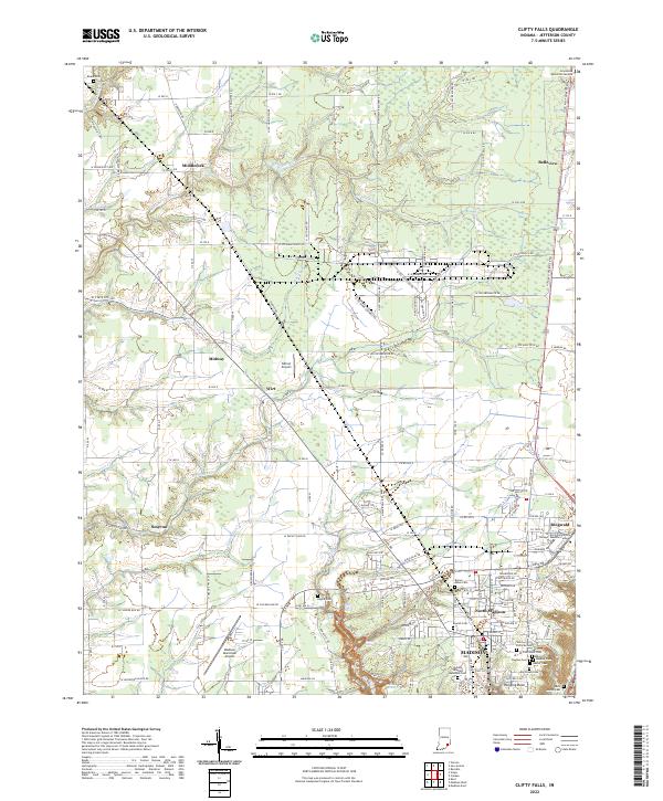Clifty Falls, IN — USGS 7.5-minute topo (2022)