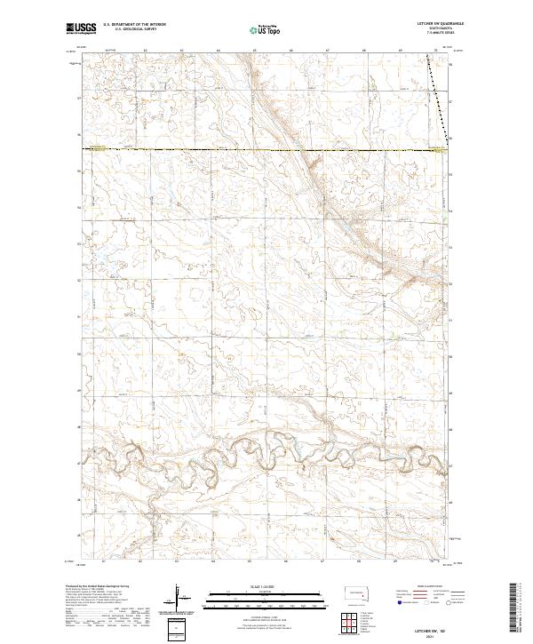 Letcher SW, SD — USGS 7.5-minute topo (2021)