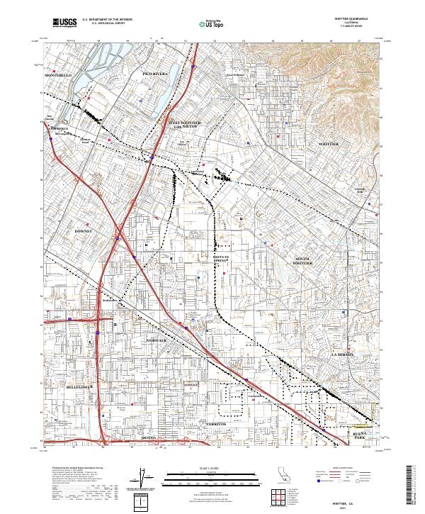 Whittier, CA — USGS 7.5-minute topo (2021)