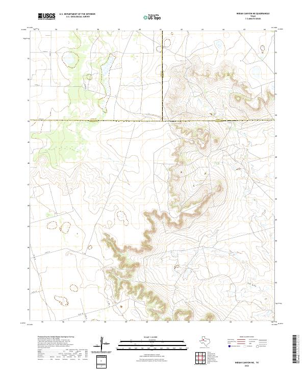 Indian Canyon NE, TX — USGS 7.5-minute topo (2022)