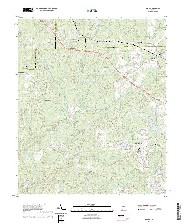 Waverly, AL — USGS 7.5-minute topo (2024)
