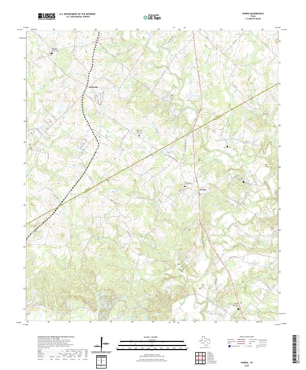 Warda, TX — USGS 7.5-minute topo (2022)