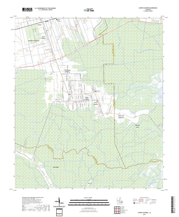Lower Vacherie, LA — USGS 7.5-minute topo (2024)