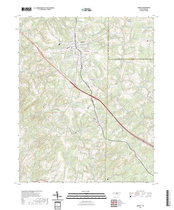 Liberty, NC — USGS 7.5-minute topo (2022)