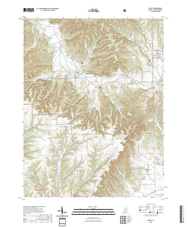 Kurtz, IN — USGS 7.5-minute topo (2022)