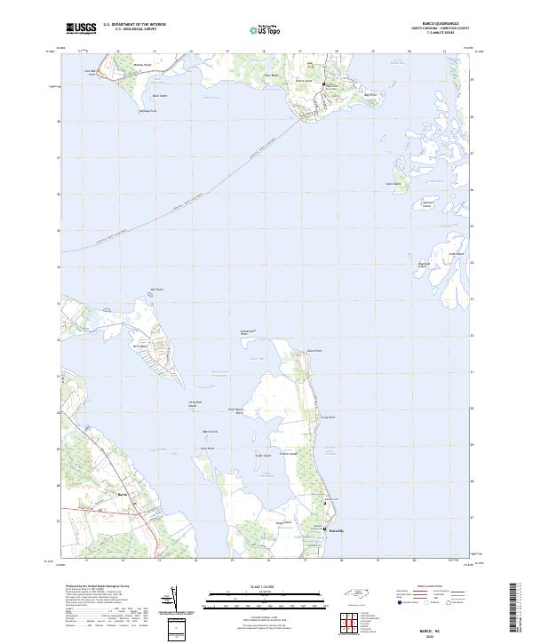 Barco, NC — USGS 7.5-minute topo (2022)