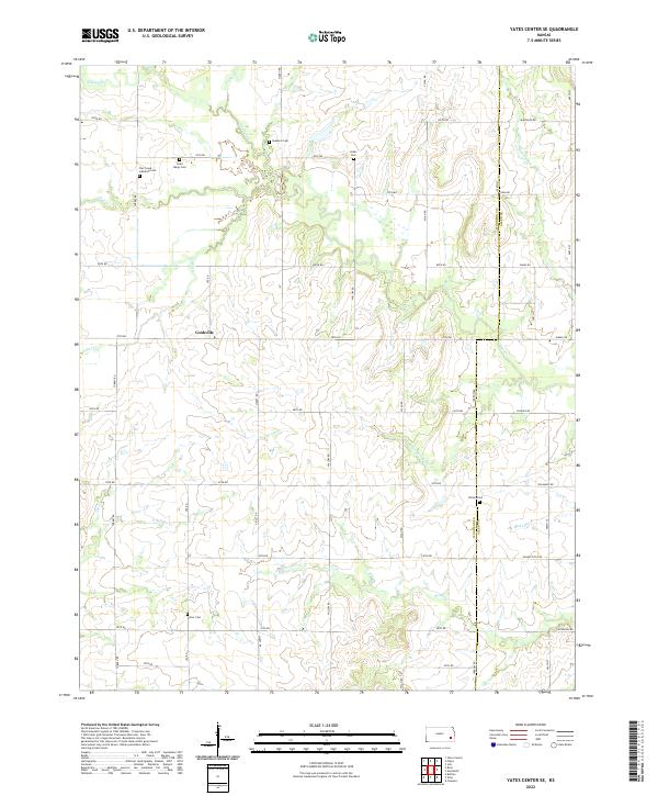 Yates Center SE, KS — USGS 7.5-minute topo (2022)