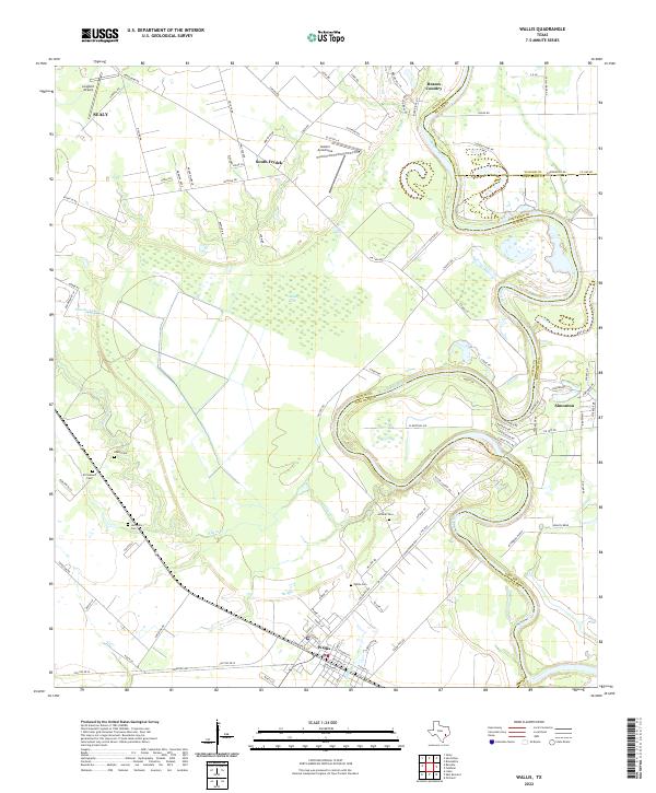 Wallis, TX — USGS 7.5-minute topo (2022)
