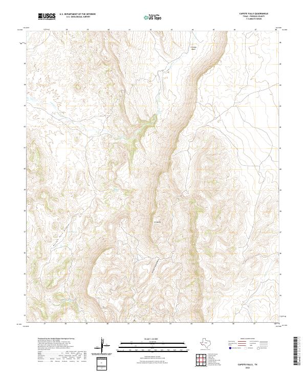 Capote Falls, TX — USGS 7.5-minute topo (2022)