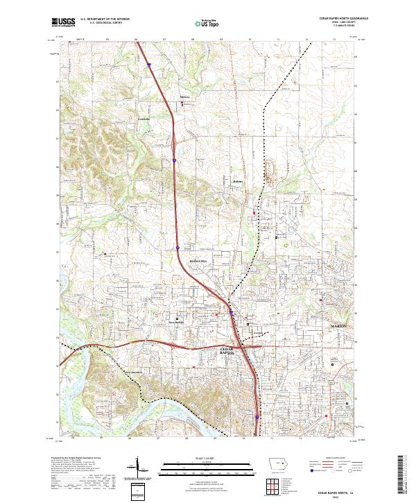 Cedar Rapids North, IA — USGS 7.5-minute topo (2022)