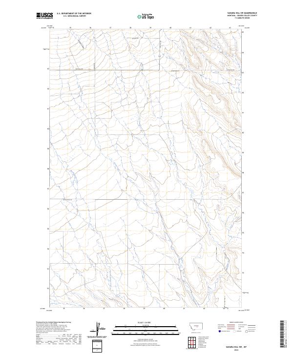 Sahara Hill SW, MT — USGS 7.5-minute topo (2024)
