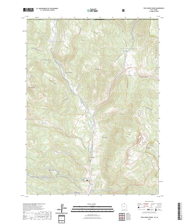 Tony Grove Creek, UT-ID — USGS 7.5-minute topo (2023)