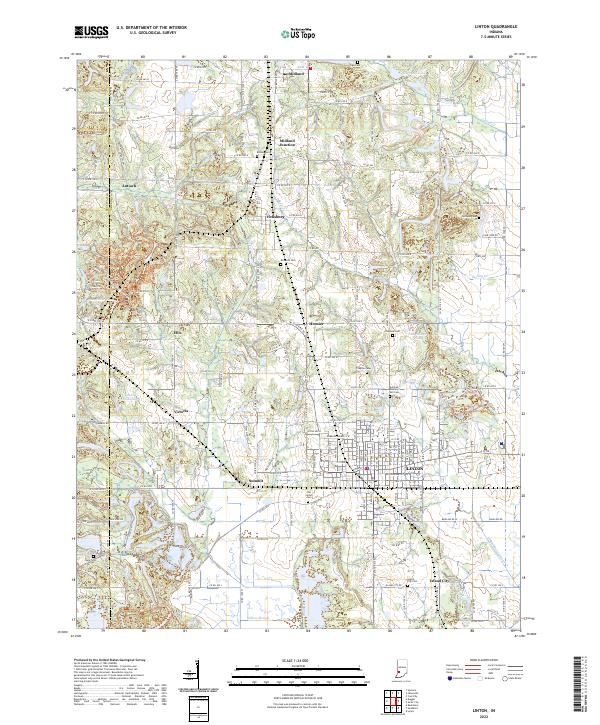Linton, IN — USGS 7.5-minute topo (2022)