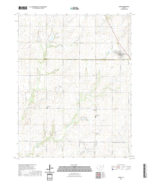 Burns, KS — USGS 7.5-minute topo (2022)