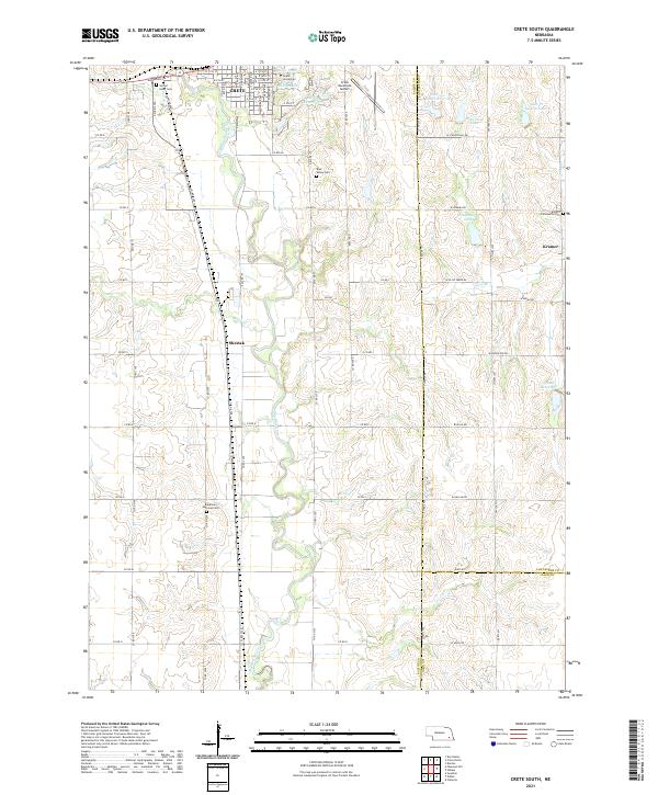 Crete South, NE — USGS 7.5-minute topo (2021)