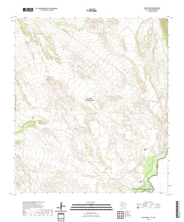 San Vicente, TX,COA, US — USGS 7.5-minute topo (2022)
