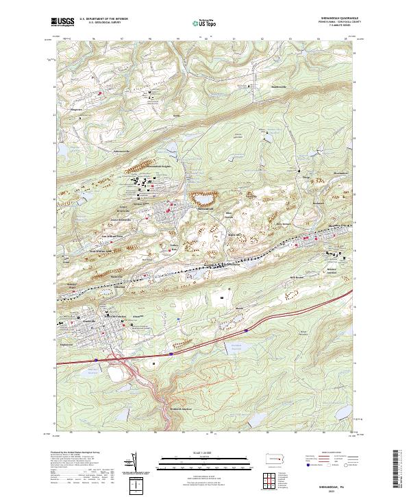 Shenandoah, PA — USGS 7.5-minute topo (2023)