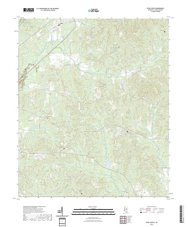 Ethel South, MS — USGS 7.5-minute topo (2024)