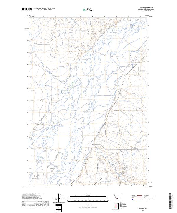 Glen SE, MT — USGS 7.5-minute topo (2024)