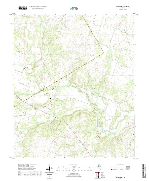 Gentrys Mill, TX — USGS 7.5-minute topo (2022)