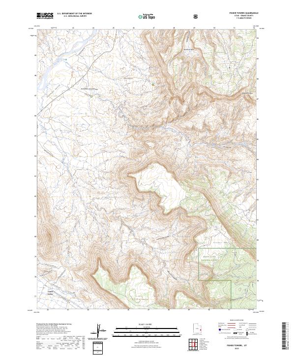 Fisher Towers, UT — USGS 7.5-minute topo (2023)
