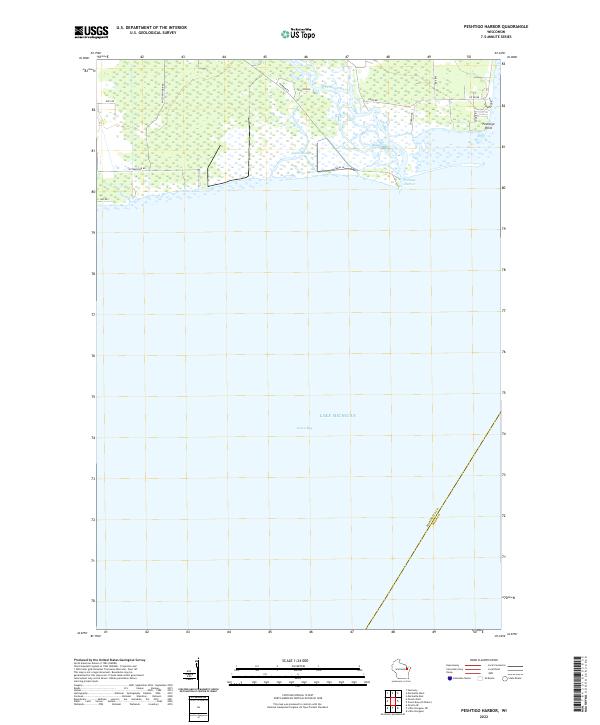 Peshtigo Harbor, WI — USGS 7.5-minute topo (2022)