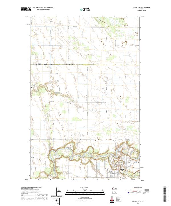 Red Lake Falls, MN — USGS 7.5-minute topo (2022)