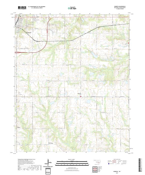 Roberta, OK — USGS 7.5-minute topo (2022)