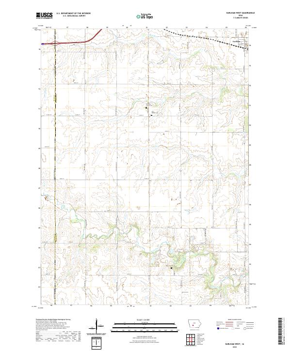 Earlham West, IA — USGS 7.5-minute topo (2022)