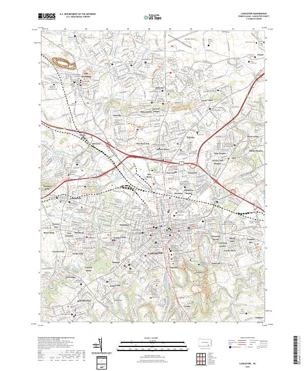 Lancaster, PA — USGS 7.5-minute topo (2023)