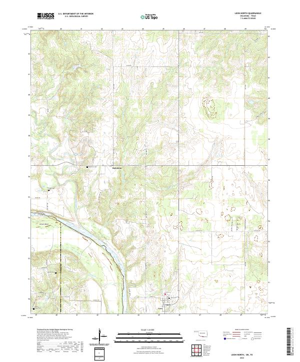Leon North, OK-TX — USGS 7.5-minute topo (2022)