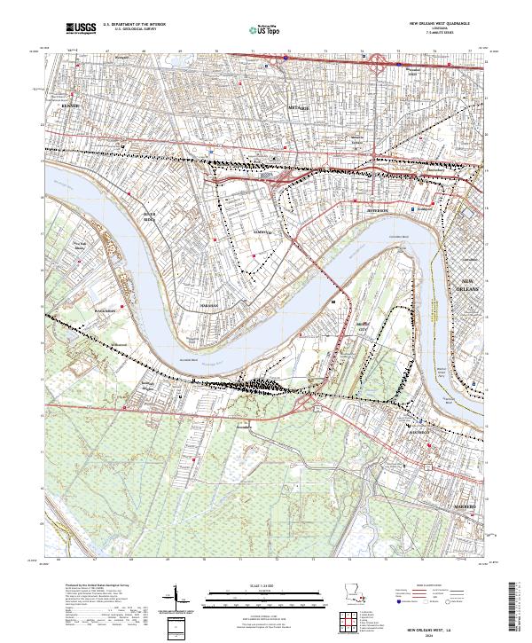 New Orleans West, LA — USGS 7.5-minute topo (2024)