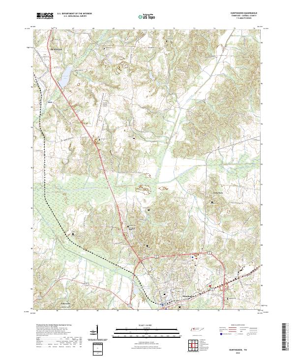 Huntingdon, TN — USGS 7.5-minute topo (2022)
